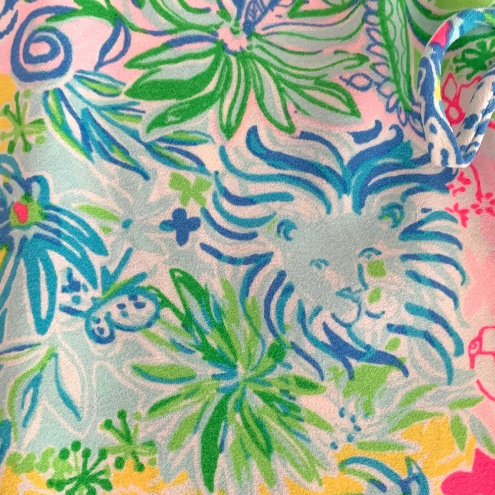Lilly Pulitzer Pearl Romper Cheek to Cheek sz 2 Animals‎ Floral - Picture 4 of 8